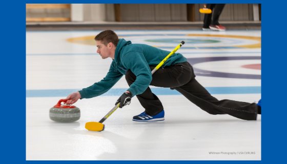 Curling sliding on ice in USA Curling Club Championships