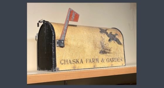 Mailbox with Chaska Farm and Garden on the side