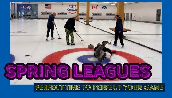 Spring Leagues, Perfect Time to Perfect Your Game, person falling while curling