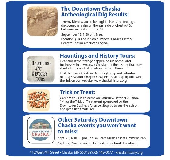 List of upcoming events and activities at the History Center