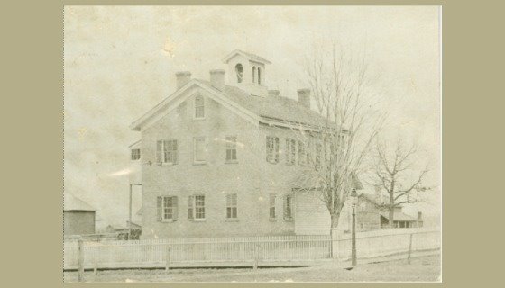 Black and white photo of Moravian Academy