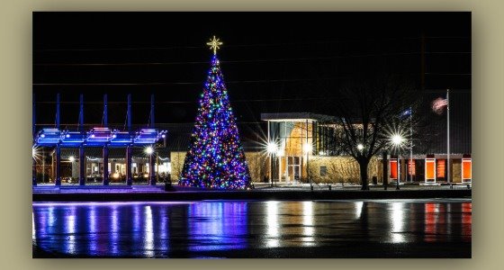 Christmas tree lit up at Firemen's Park