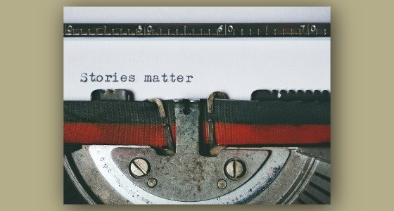 Typewriter with words stories matter on the paper