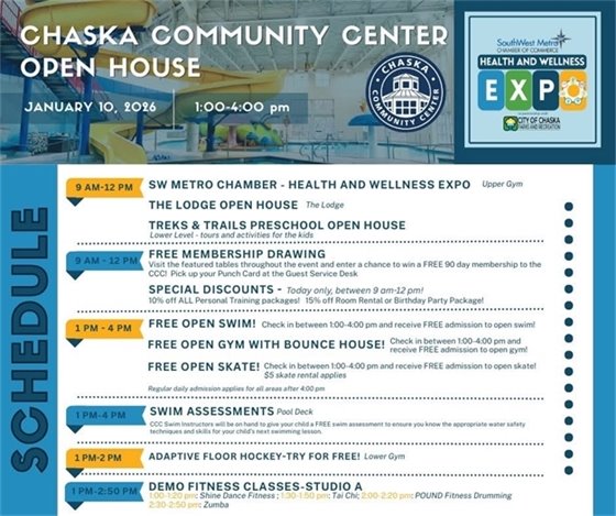 Chaska Community Center Open House- Saturday, January 10; 1-4PM
