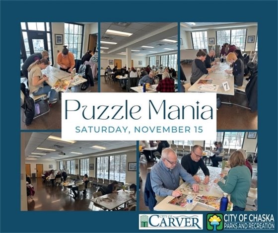 Puzzle Mania Challenge for all ages; Saturday, November 15 at Carver Village Hall