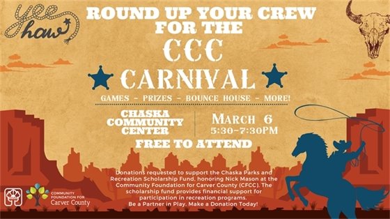 Chaska Community Center Carnival- Friday, March 6 from 5:30-7:30PM, FREE