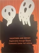 A poster advertising the Hauntings and History walking tours.