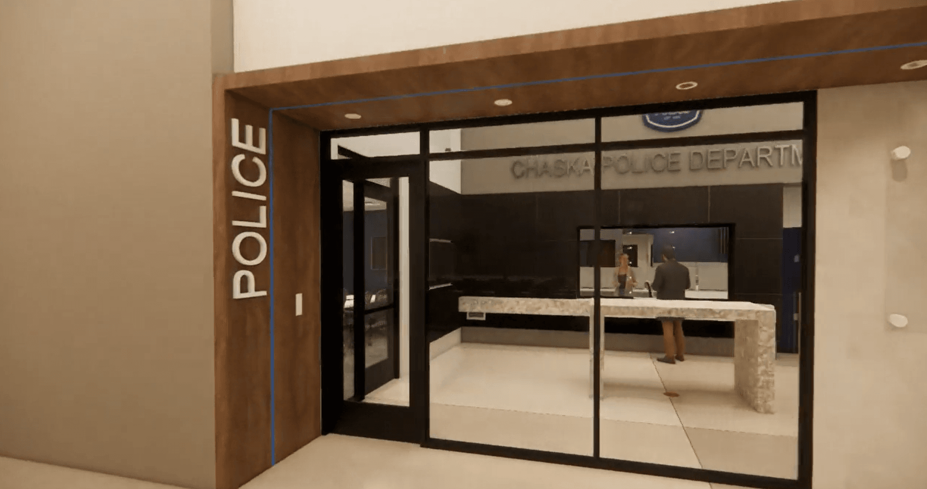 View of the police department from lobby